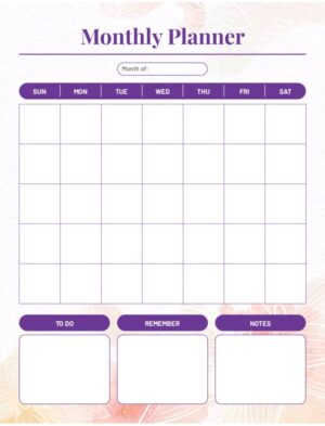 Monthly Planners (Purple)
