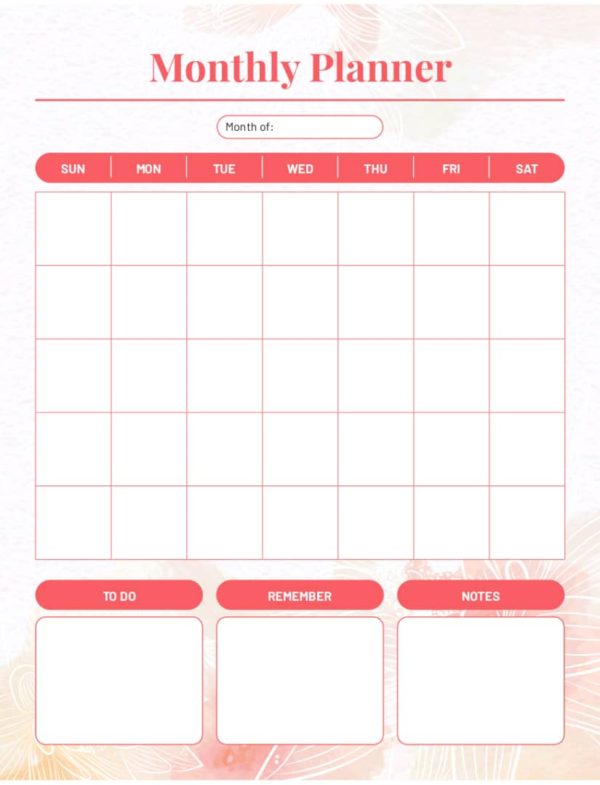 Monthly Planners (Red)